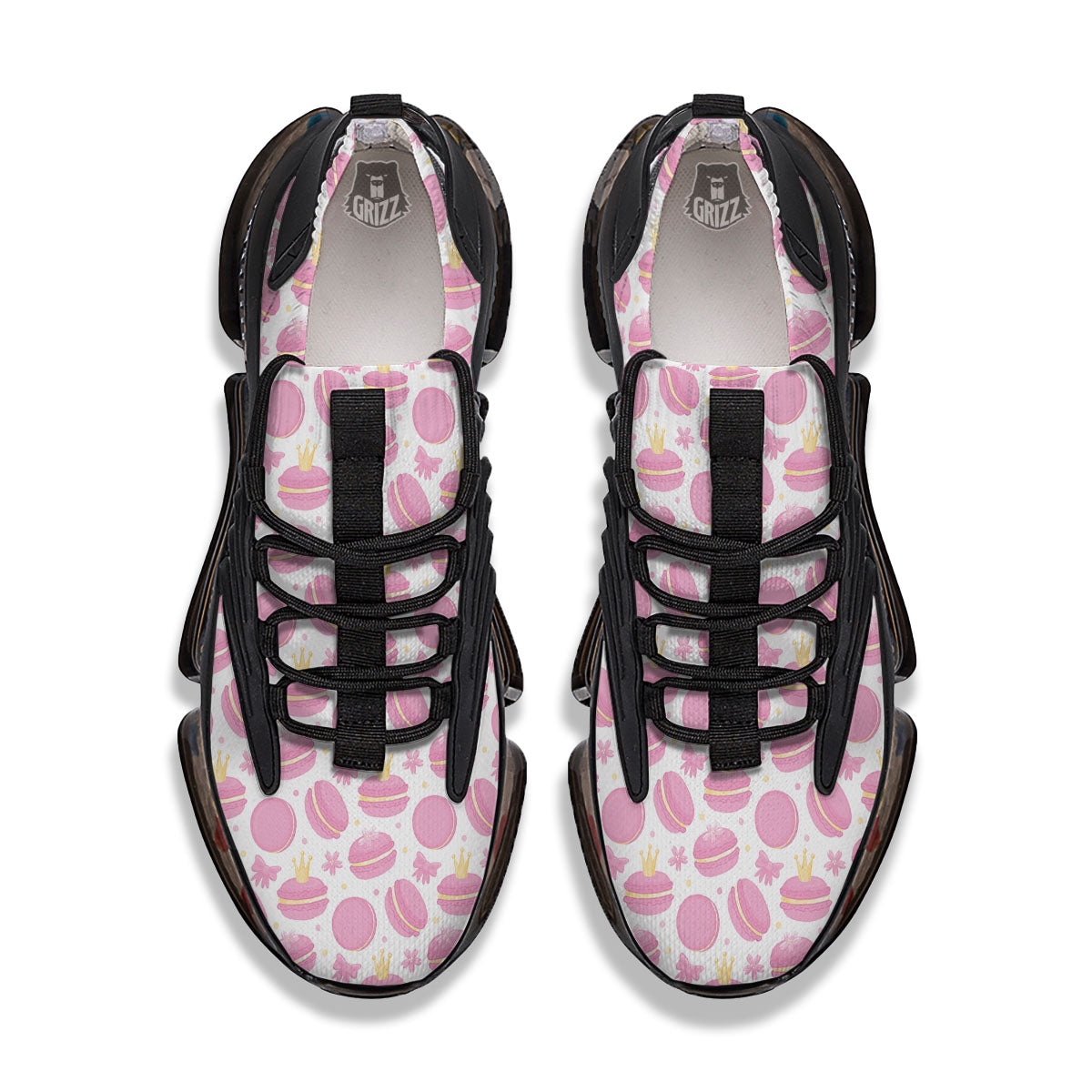Macaron Pink Print Pattern Black Gym Shoes-grizzshop
