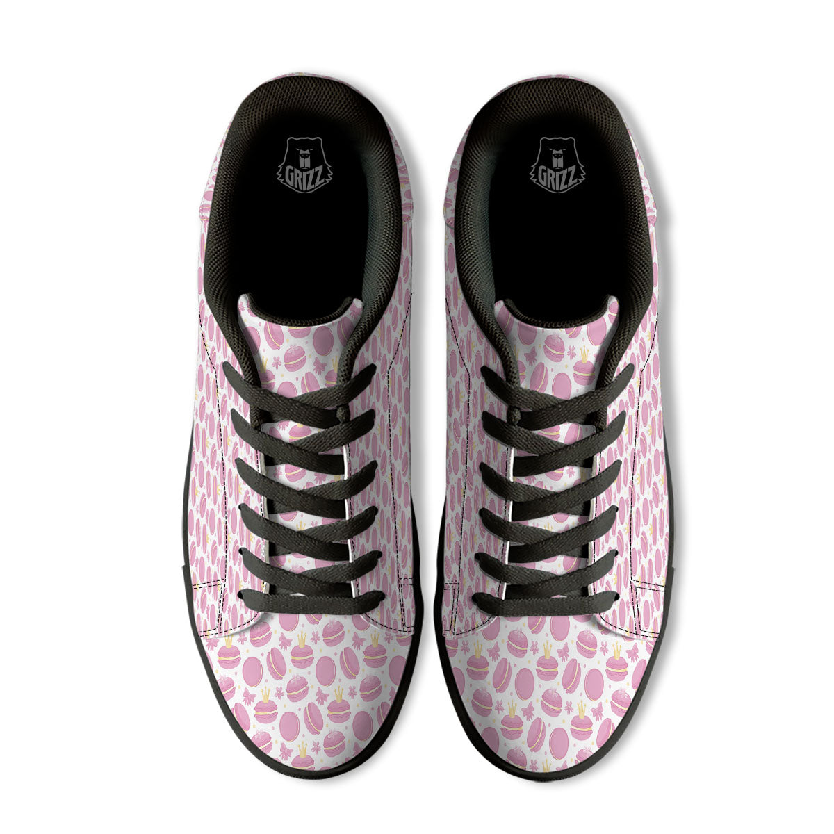 Macaron Pink Print Pattern Black Low Top Sneakers-grizzshop