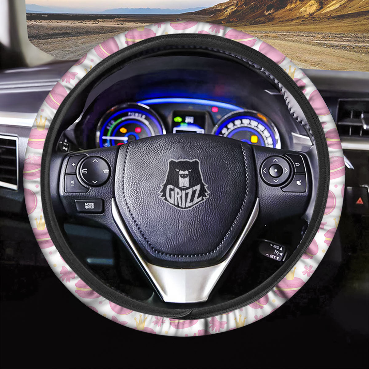 Macaron Pink Print Pattern Car Steering Wheel Cover-grizzshop