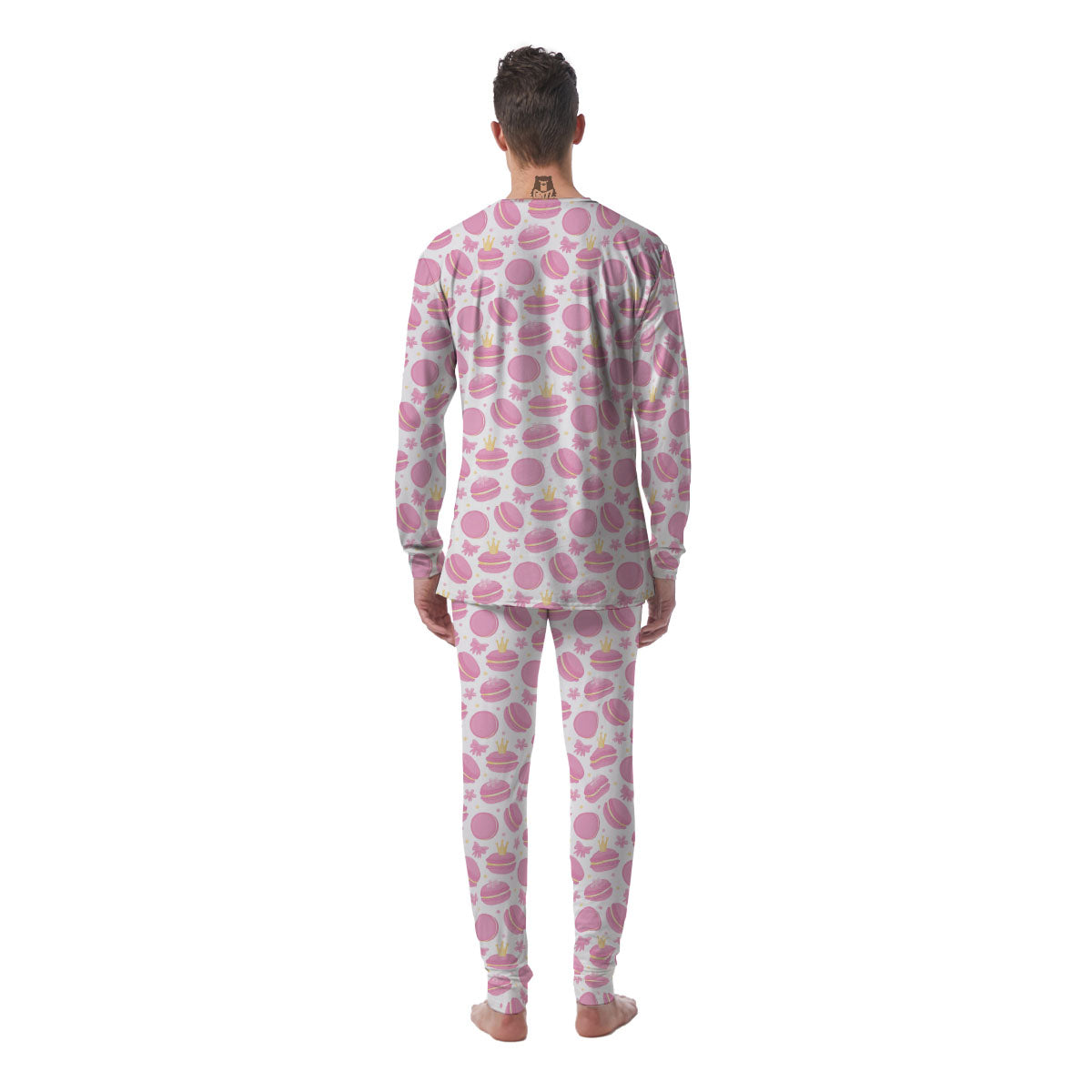 Macaron Pink Print Pattern Men's Pajamas-grizzshop