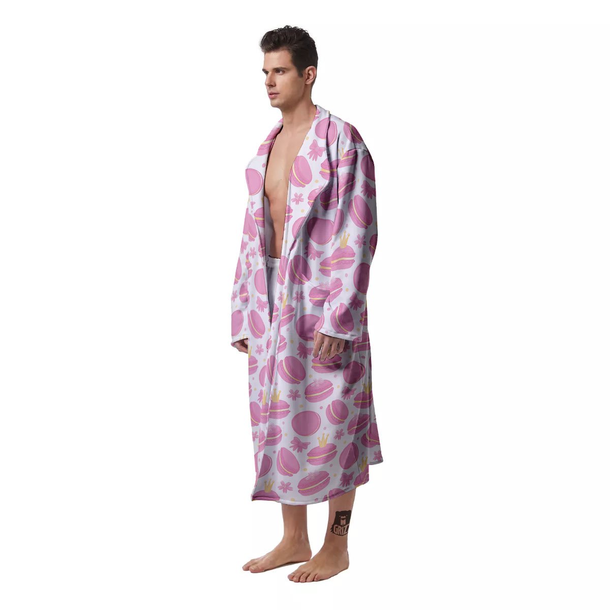 Macaron Pink Print Pattern Men's Robe-grizzshop