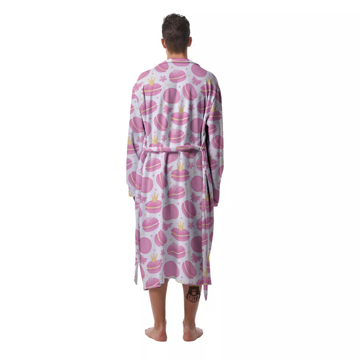 Macaron Pink Print Pattern Men's Robe-grizzshop