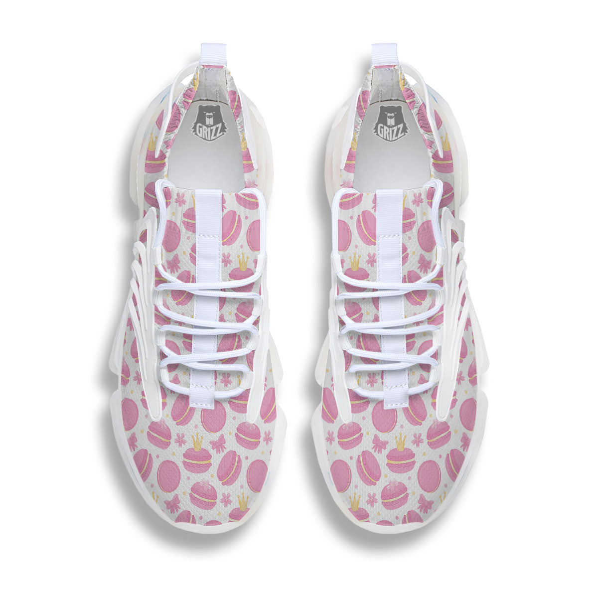 Macaron Pink Print Pattern White Gym Shoes-grizzshop