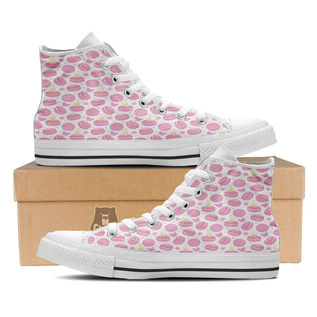 Macaron Pink Print Pattern White High Top Shoes-grizzshop