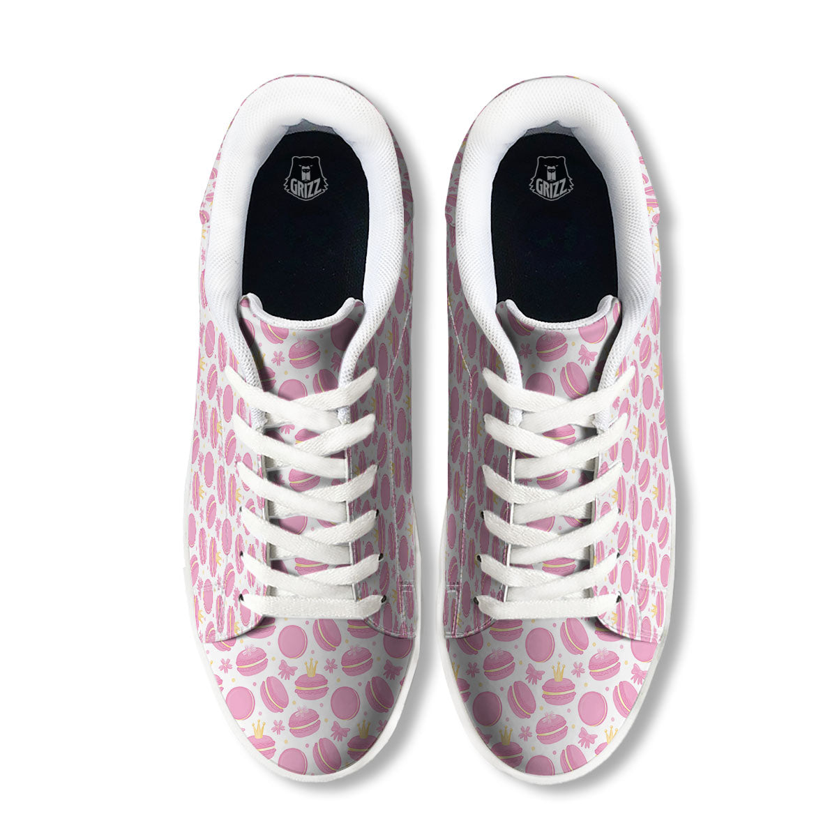 Macaron Pink Print Pattern White Low Top Sneakers-grizzshop
