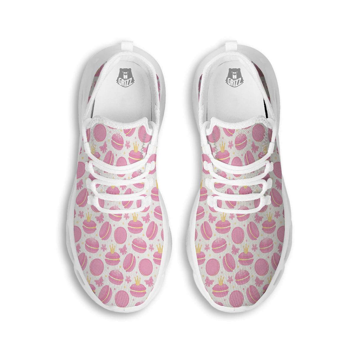 Macaron Pink Print Pattern White Running Shoes-grizzshop