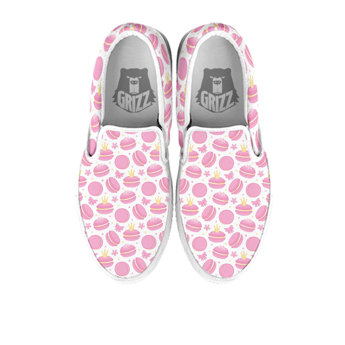 Macaron Pink Print Pattern White Slip On Shoes-grizzshop