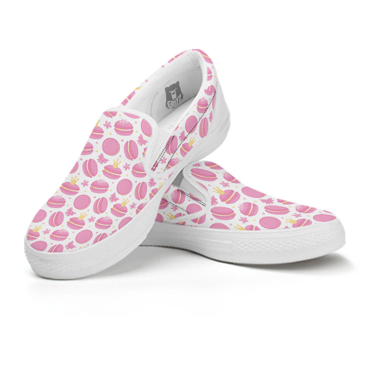 Macaron Pink Print Pattern White Slip On Shoes-grizzshop