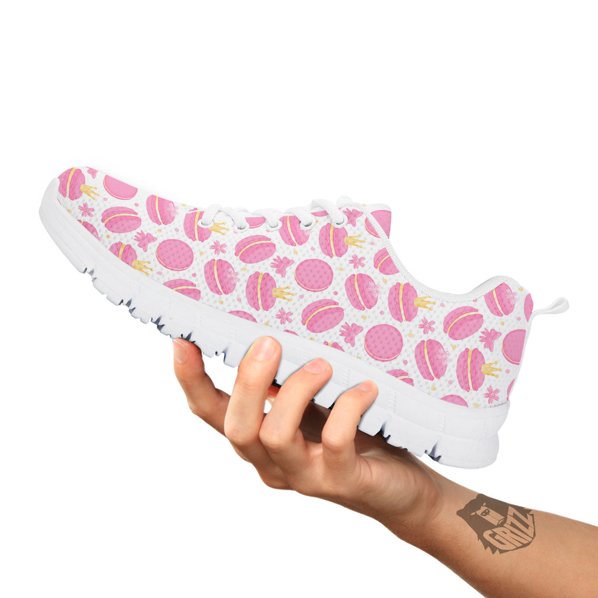 Macaron Pink Print Pattern White Sneaker-grizzshop