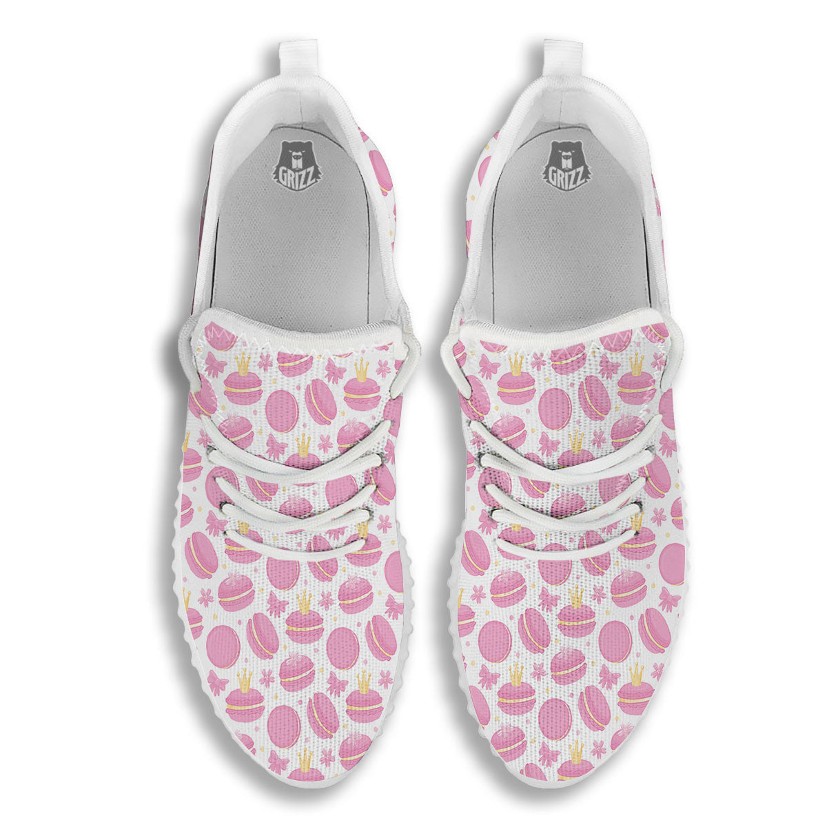 Macaron Pink Print Pattern White Walking Shoes-grizzshop