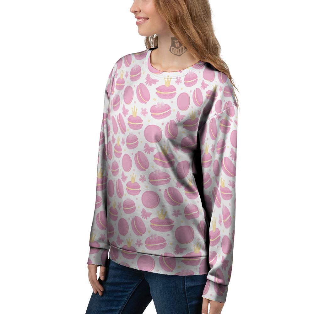 Macaron Pink Print Pattern Women's Sweatshirt-grizzshop