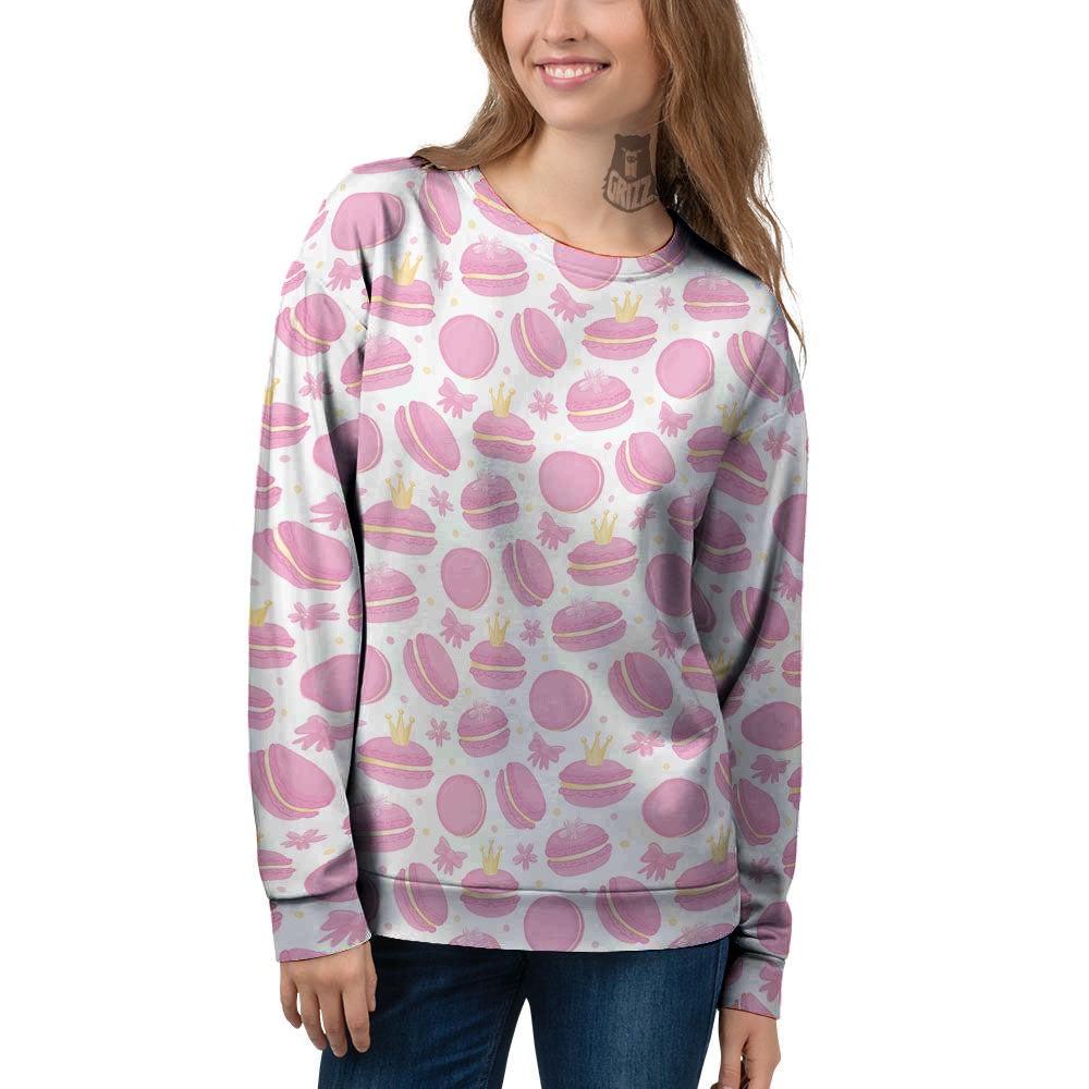 Macaron Pink Print Pattern Women's Sweatshirt-grizzshop
