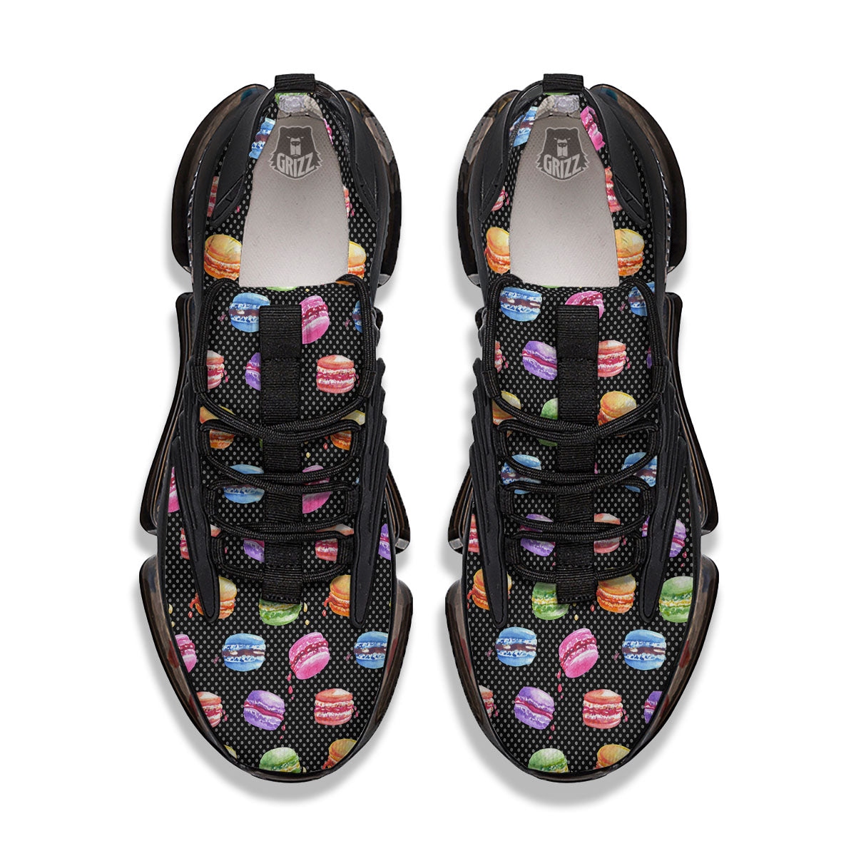Macaron Polka Dot Print Pattern Black Gym Shoes-grizzshop