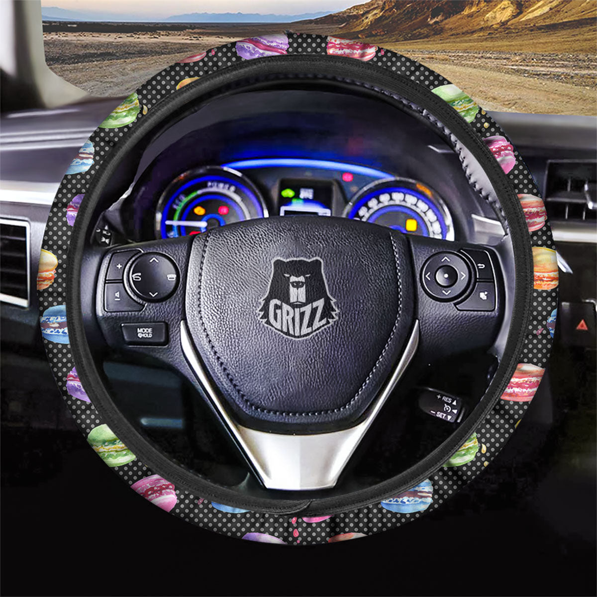 Macaron Polka Dot Print Pattern Car Steering Wheel Cover-grizzshop