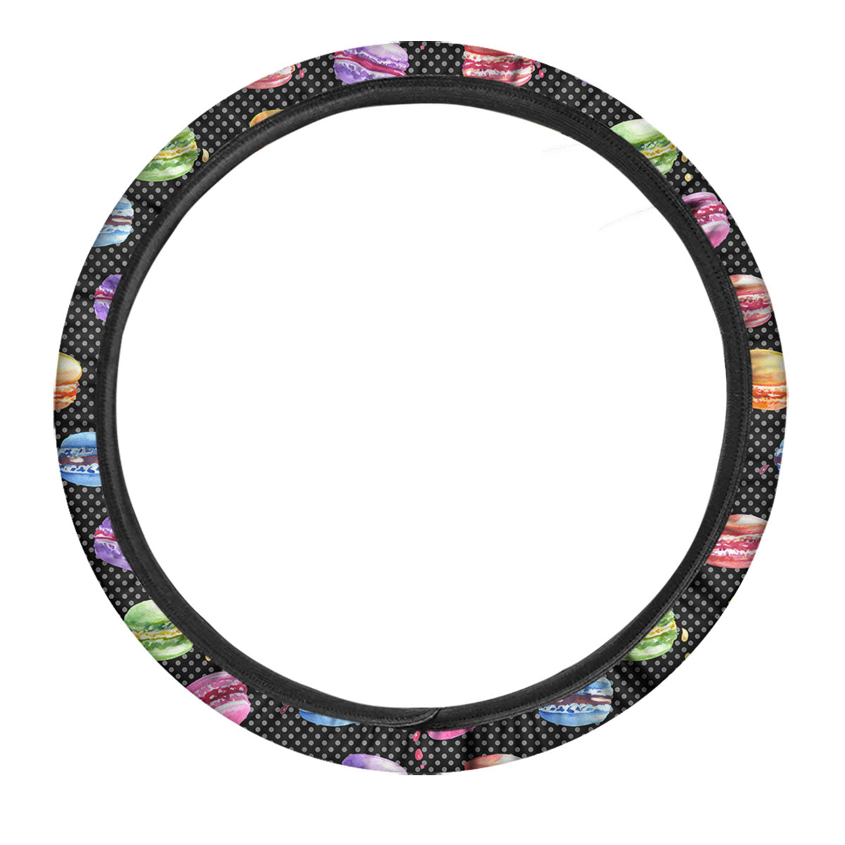 Macaron Polka Dot Print Pattern Car Steering Wheel Cover-grizzshop