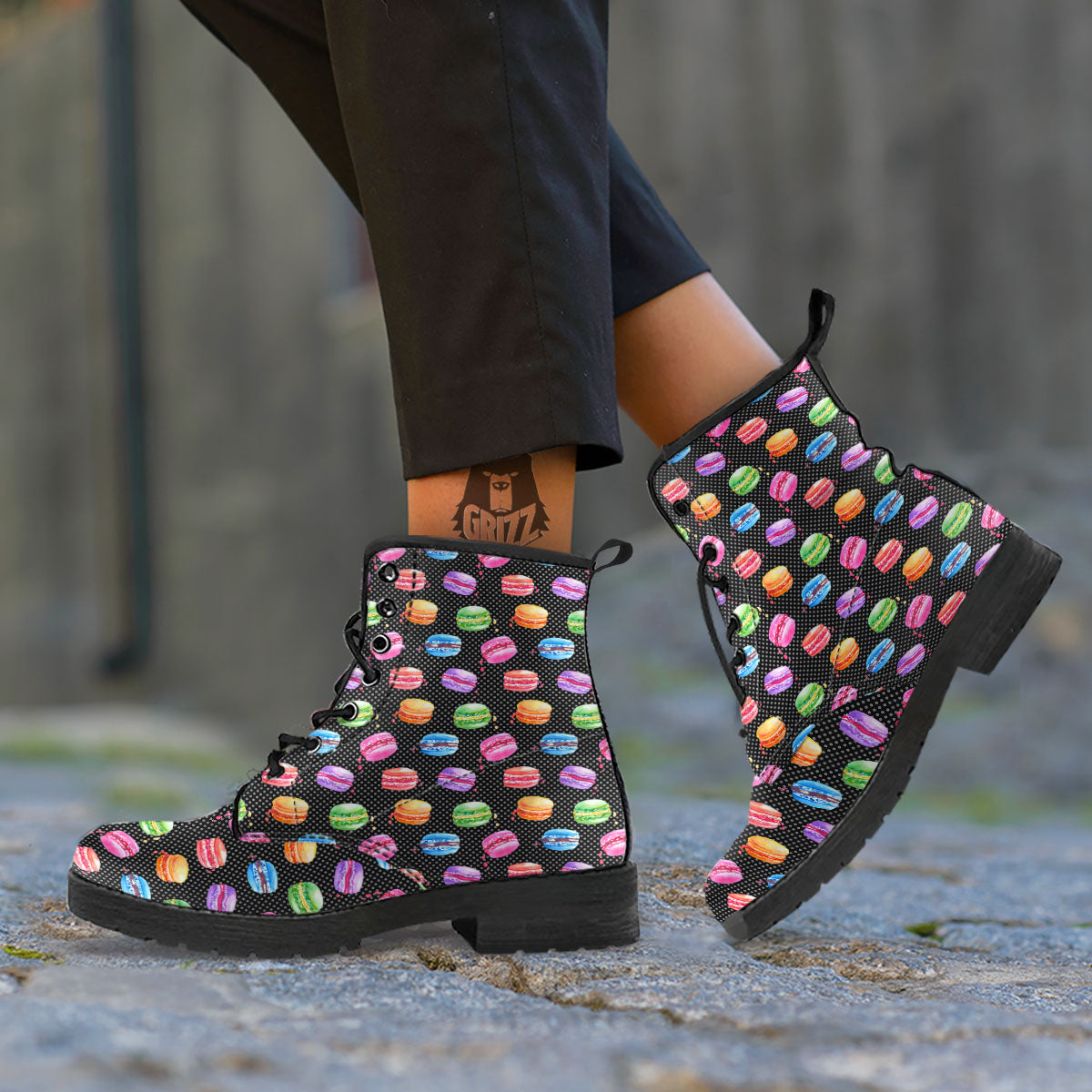 Macaron Polka Dot Print Pattern Leather Boots-grizzshop
