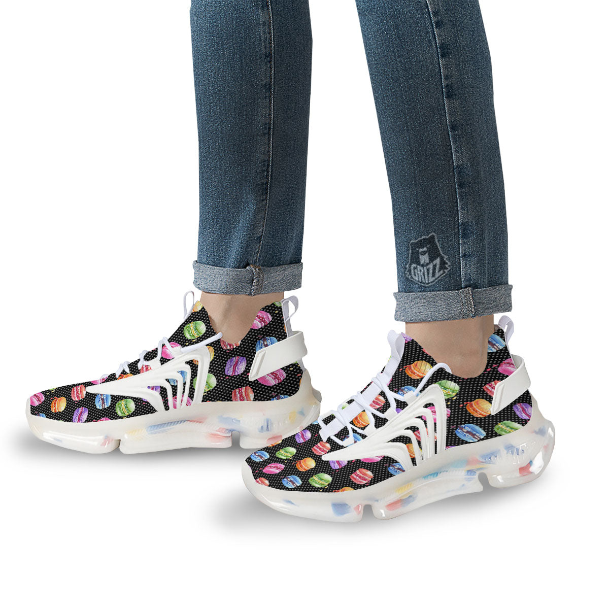 Macaron Polka Dot Print Pattern White Gym Shoes-grizzshop