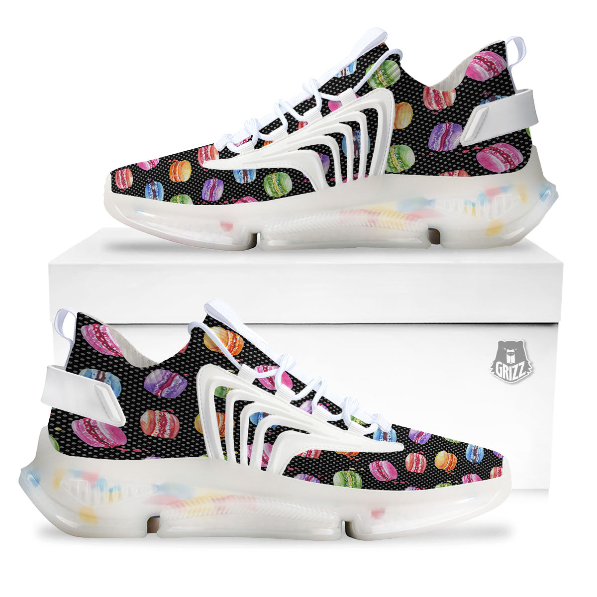 Macaron Polka Dot Print Pattern White Gym Shoes-grizzshop