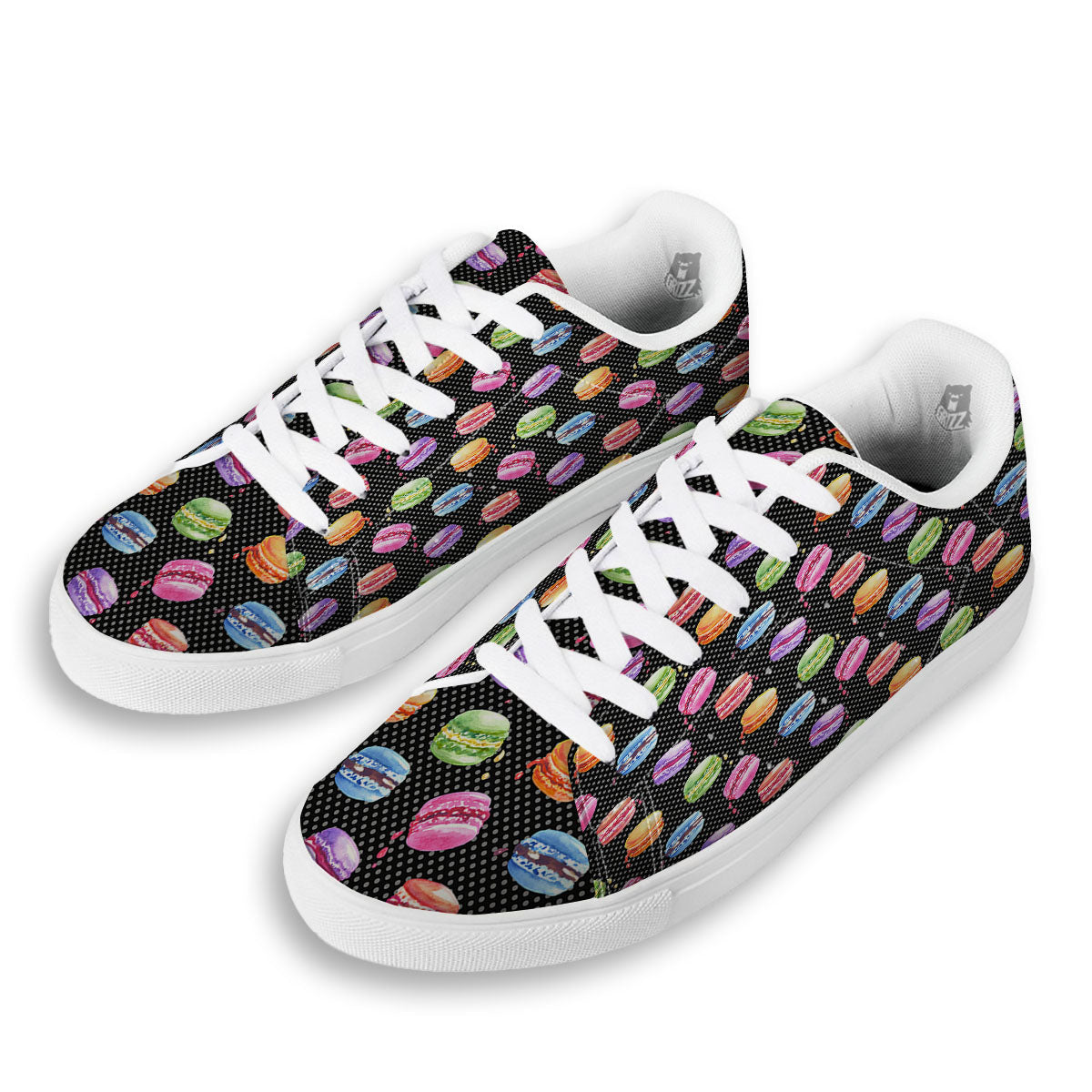 Macaron Polka Dot Print Pattern White Low Top Sneakers-grizzshop
