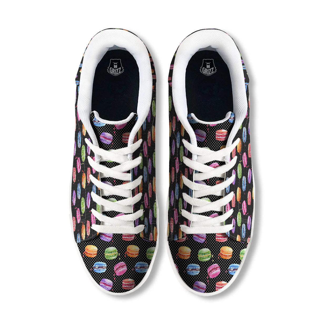 Macaron Polka Dot Print Pattern White Low Top Sneakers-grizzshop
