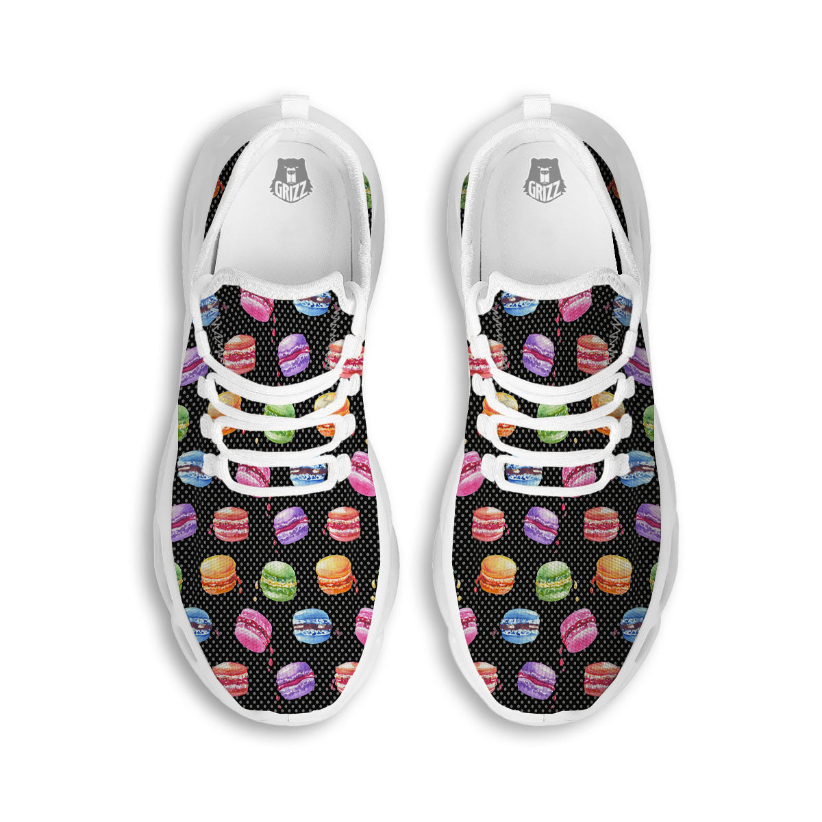 Macaron Polka Dot Print Pattern White Running Shoes-grizzshop