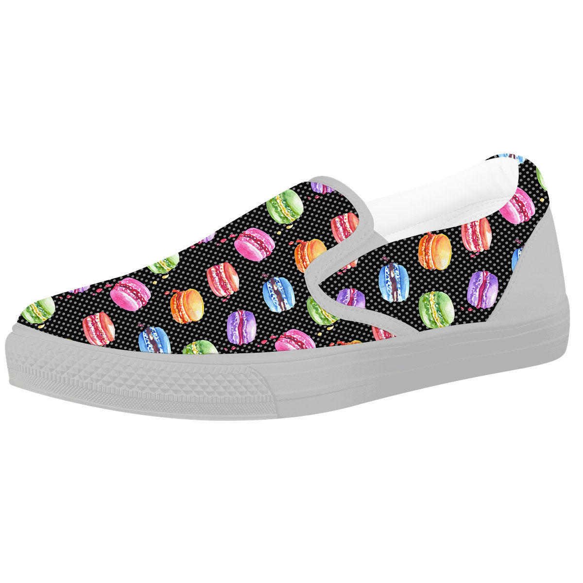 Macaron Polka Dot Print Pattern White Slip On Shoes-grizzshop