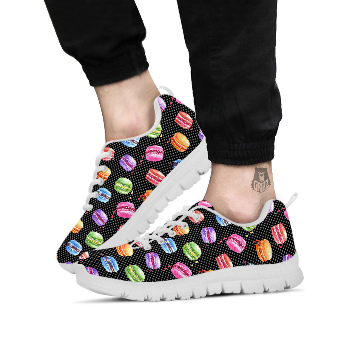 Macaron Polka Dot Print Pattern White Sneaker-grizzshop