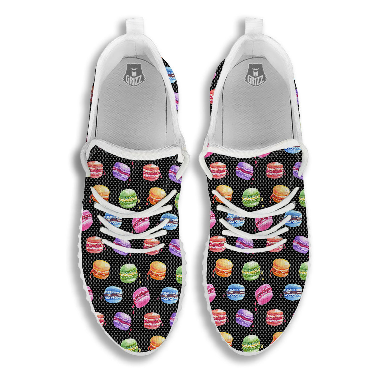 Macaron Polka Dot Print Pattern White Walking Shoes-grizzshop