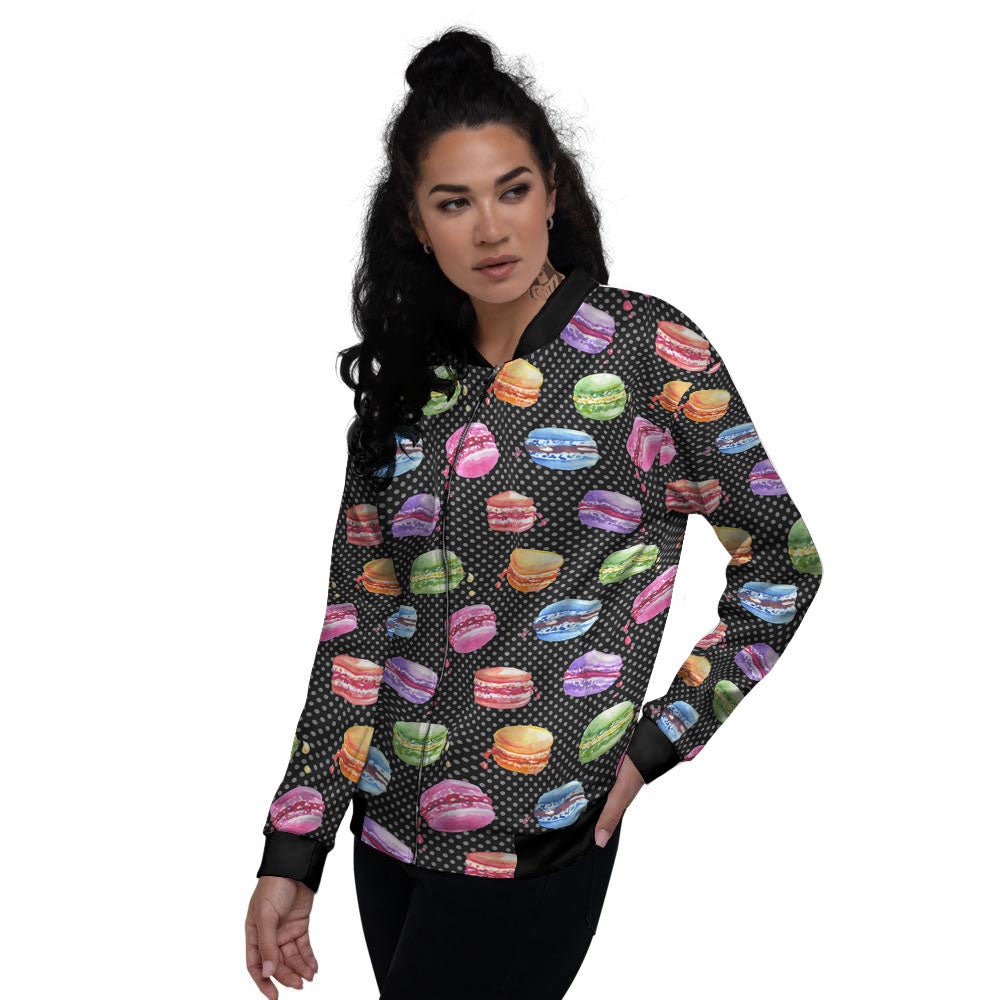 Macaron Polka Dot Print Pattern Women's Bomber Jacket-grizzshop