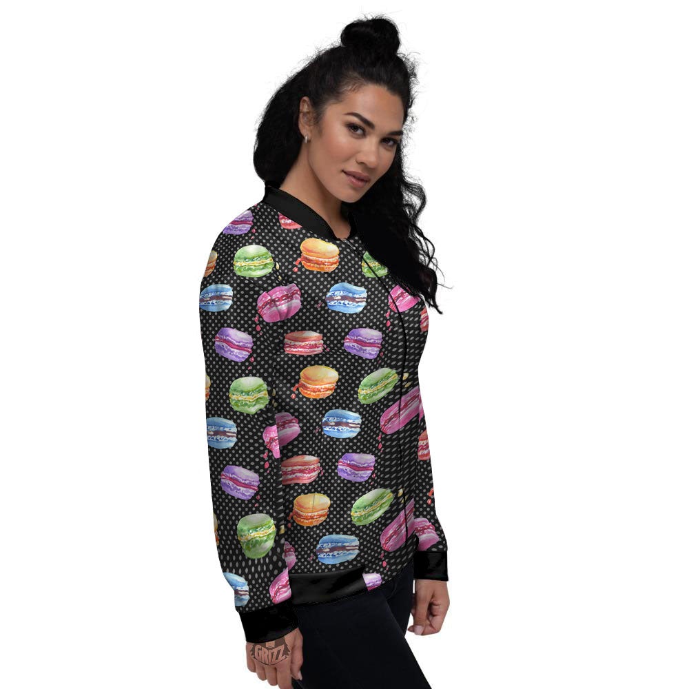 Macaron Polka Dot Print Pattern Women's Bomber Jacket-grizzshop