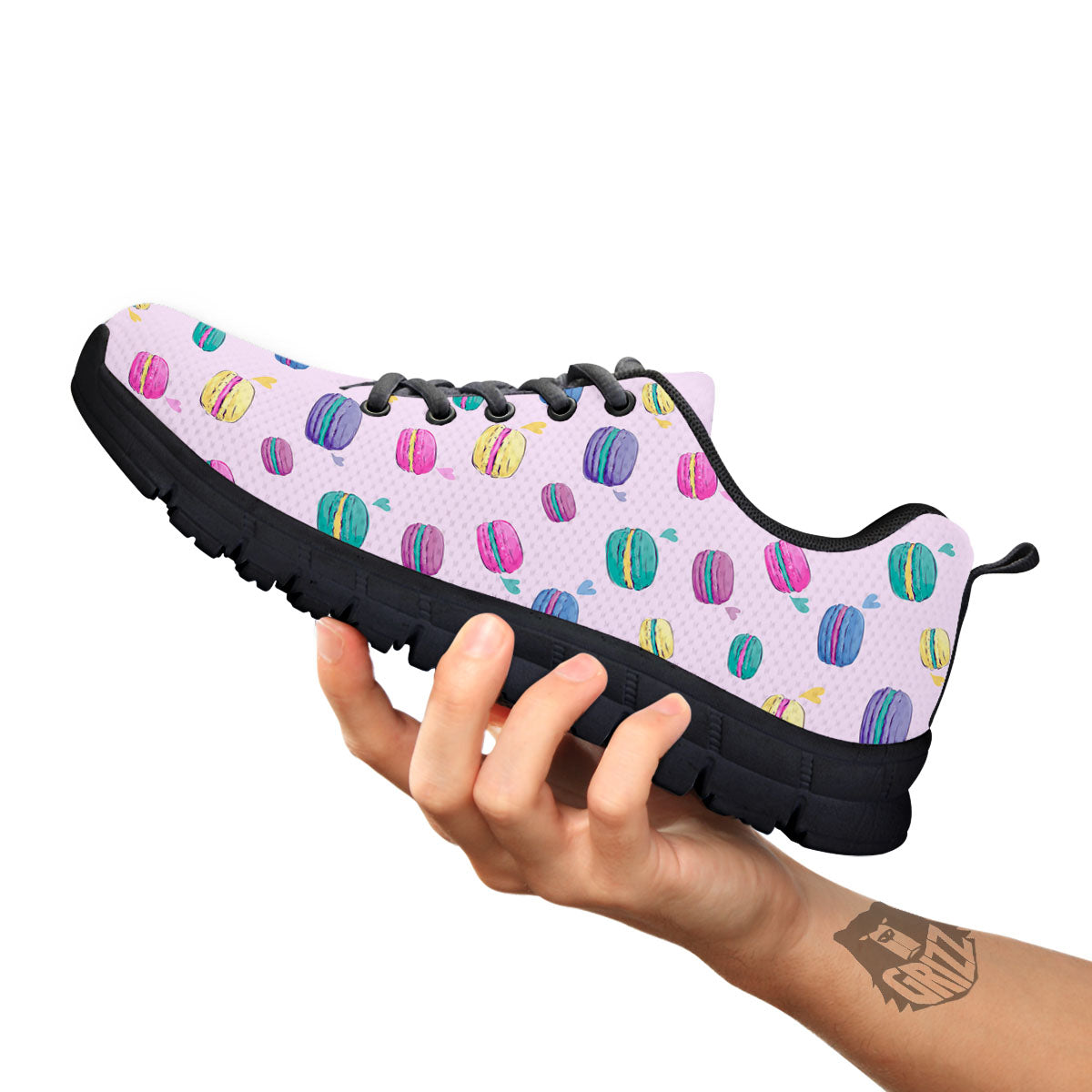 Macaron Print Pattern Black Sneaker-grizzshop