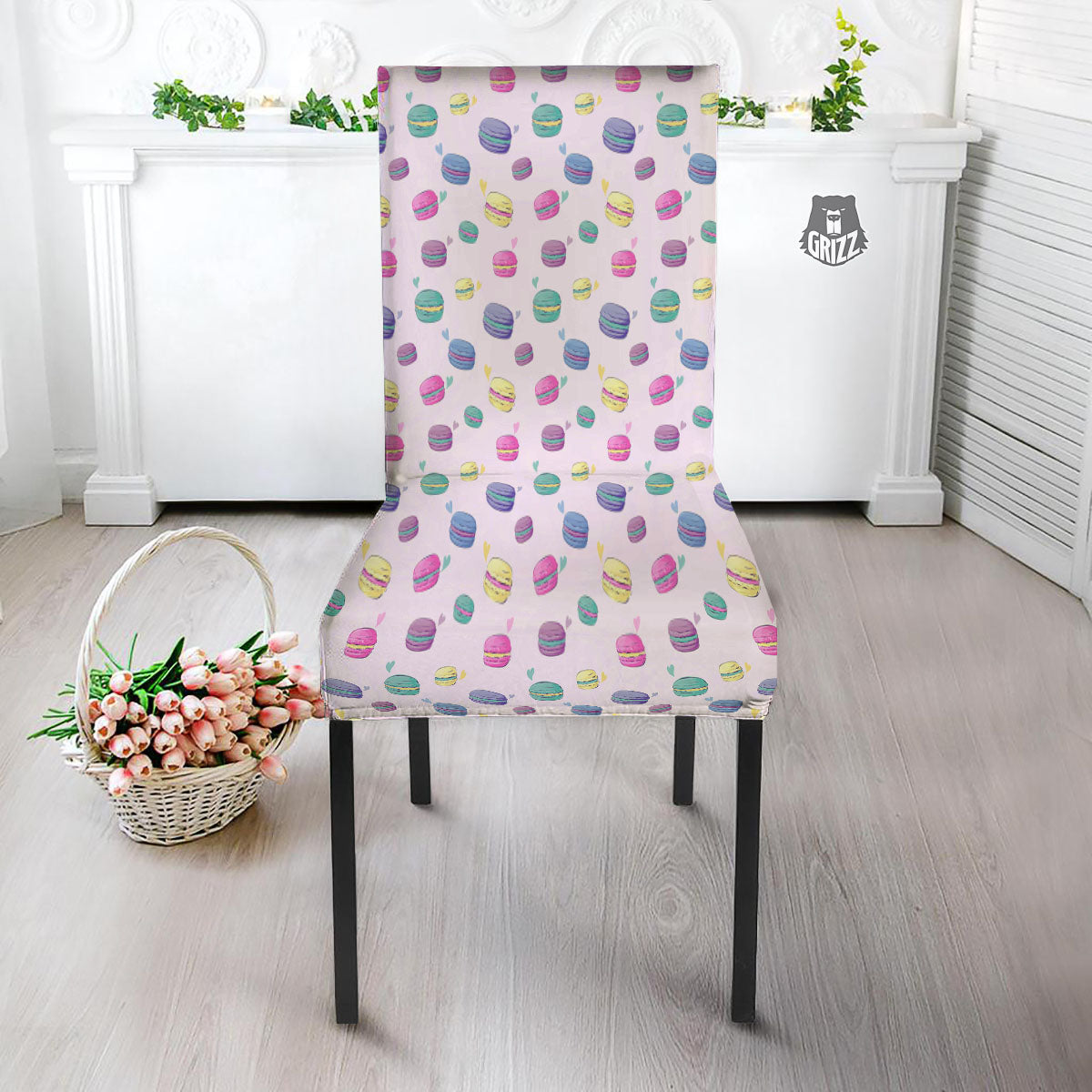 Macaron Print Pattern Dining Chair Slipcover-grizzshop
