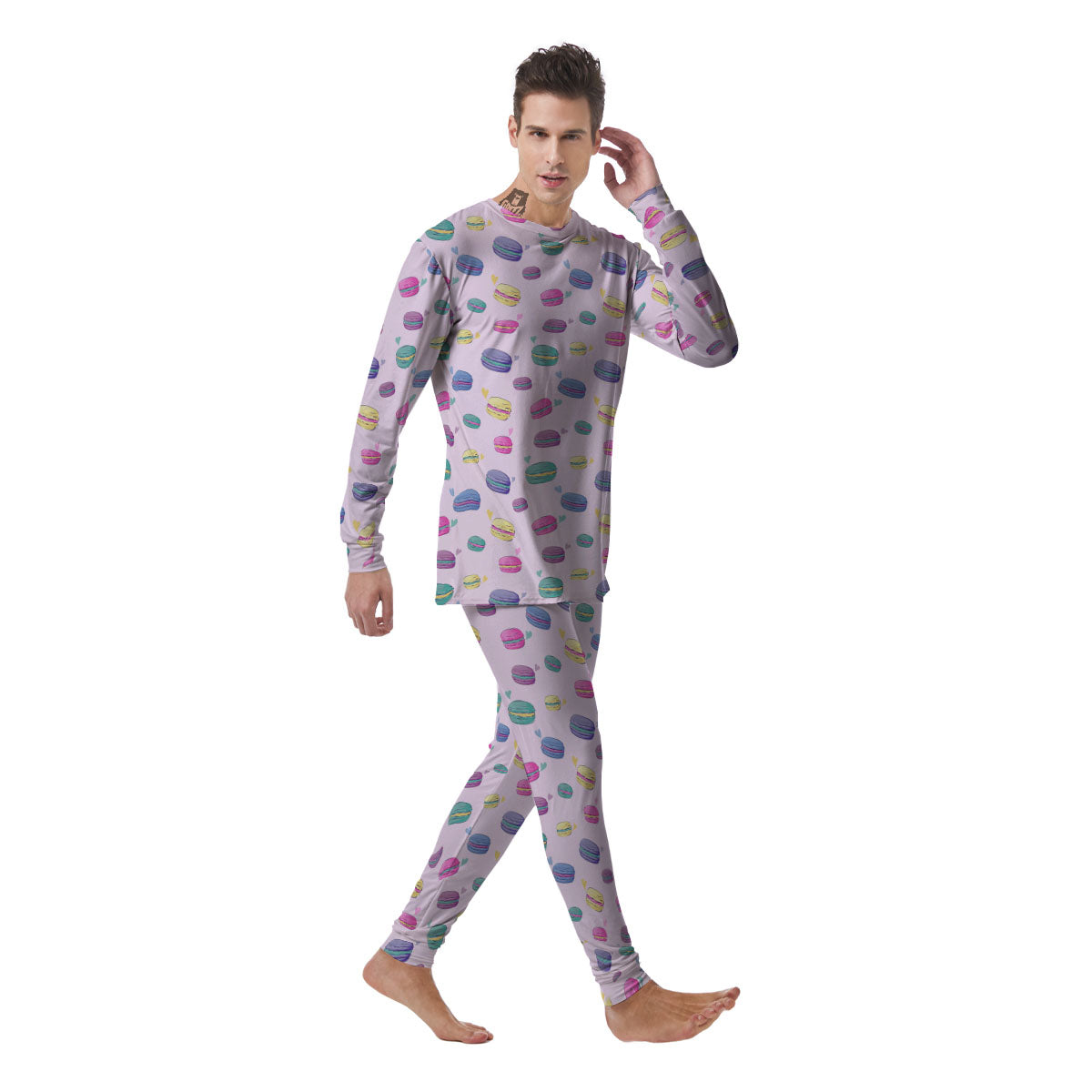 Macaron Print Pattern Men's Pajamas-grizzshop