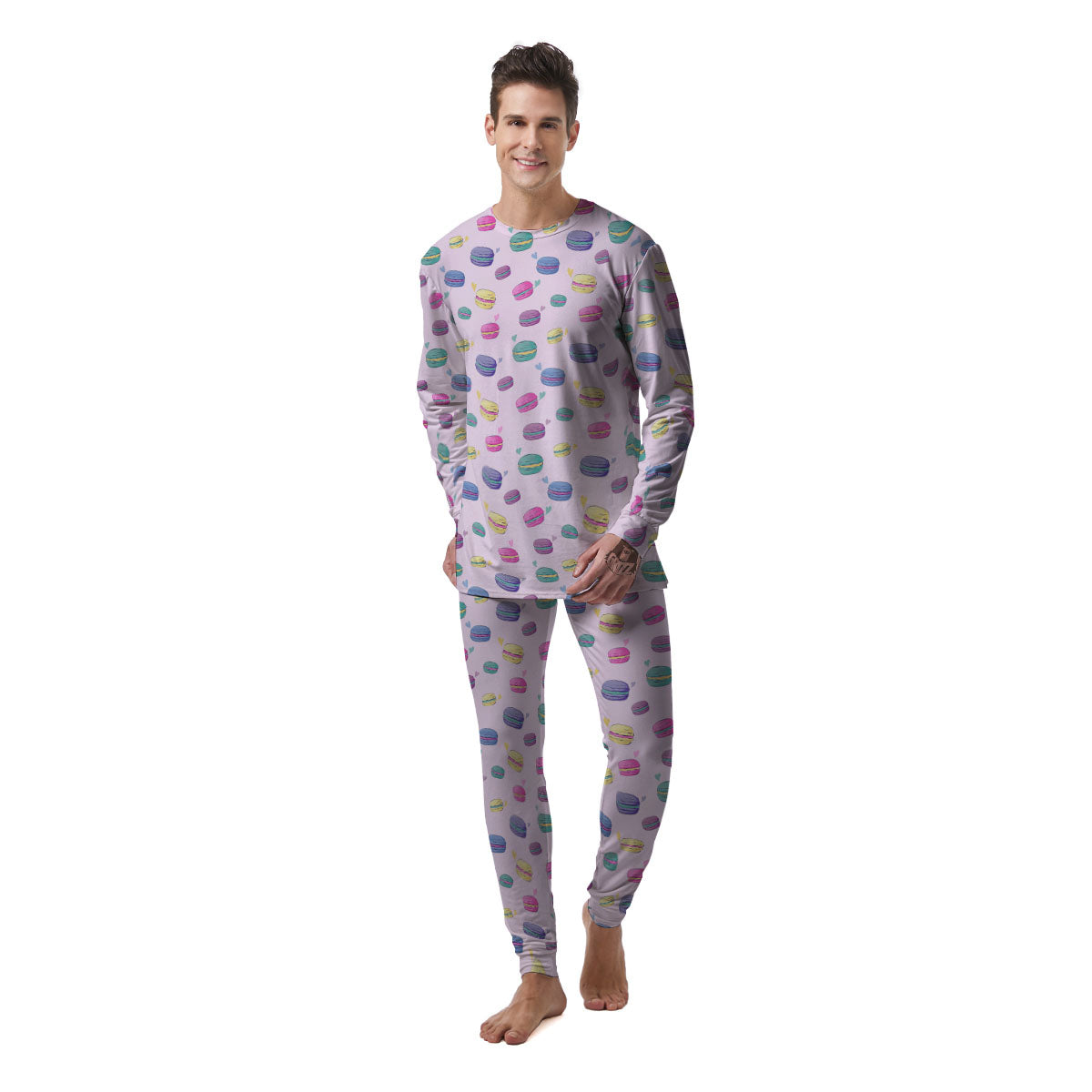 Macaron Print Pattern Men's Pajamas-grizzshop