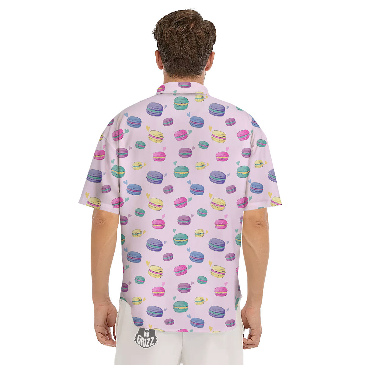 Macaron Print Pattern Men's Short Sleeve Shirts-grizzshop