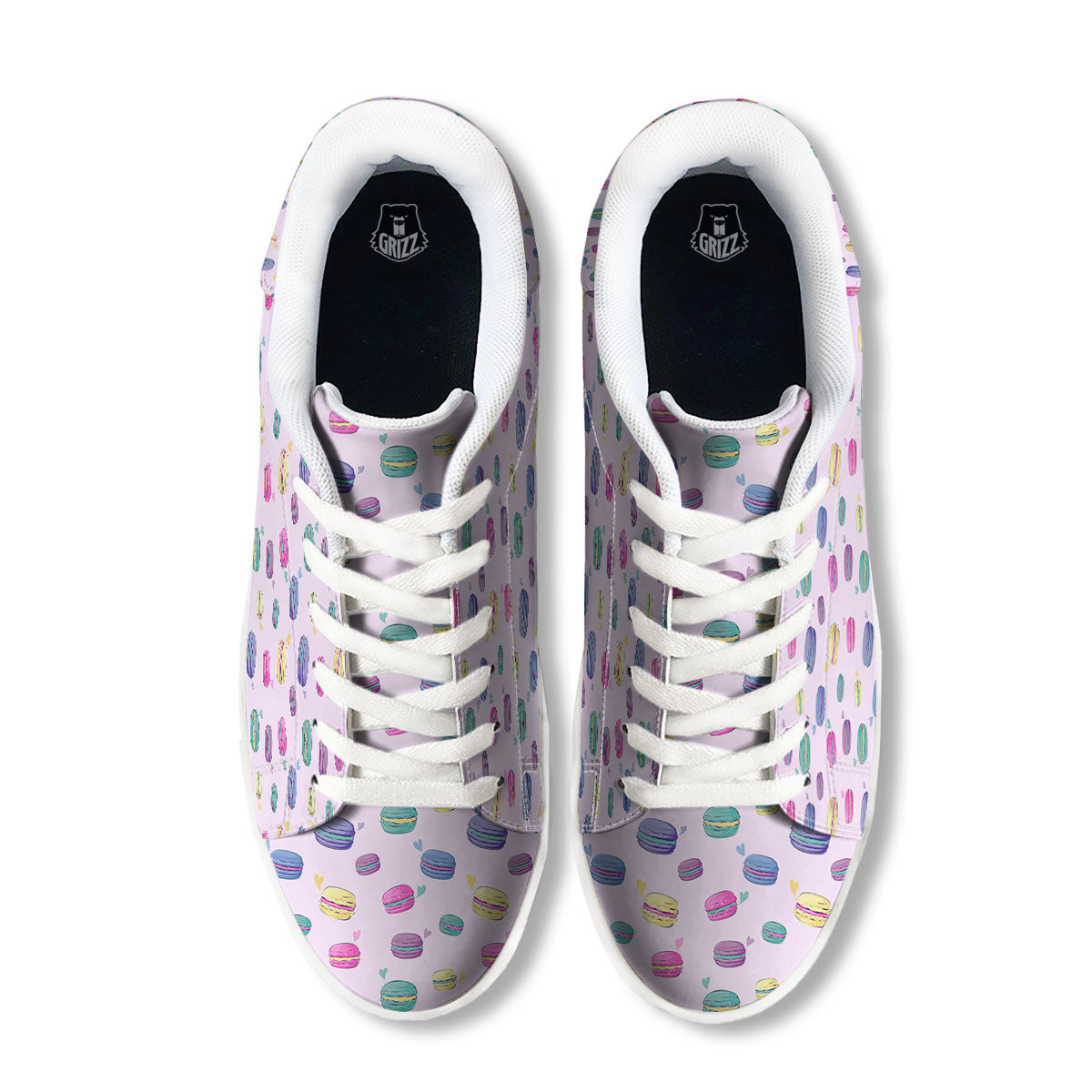 Macaron Print Pattern White Low Top Sneakers-grizzshop