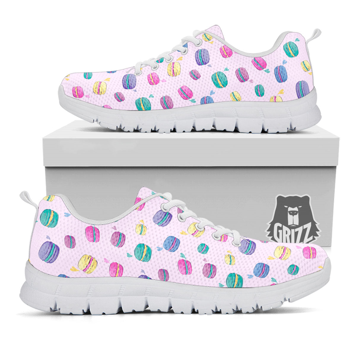 Macaron Print Pattern White Sneaker-grizzshop