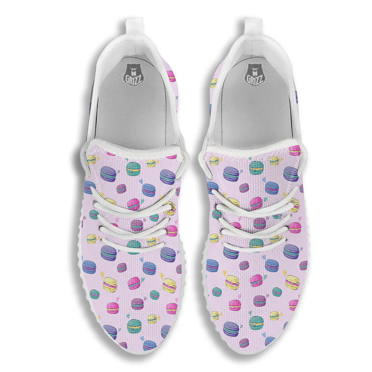 Macaron Print Pattern White Walking Shoes-grizzshop