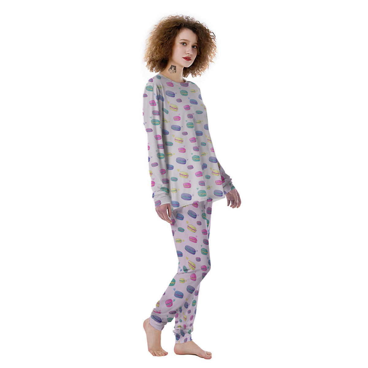 Macaron Print Pattern Women's Pajamas-grizzshop