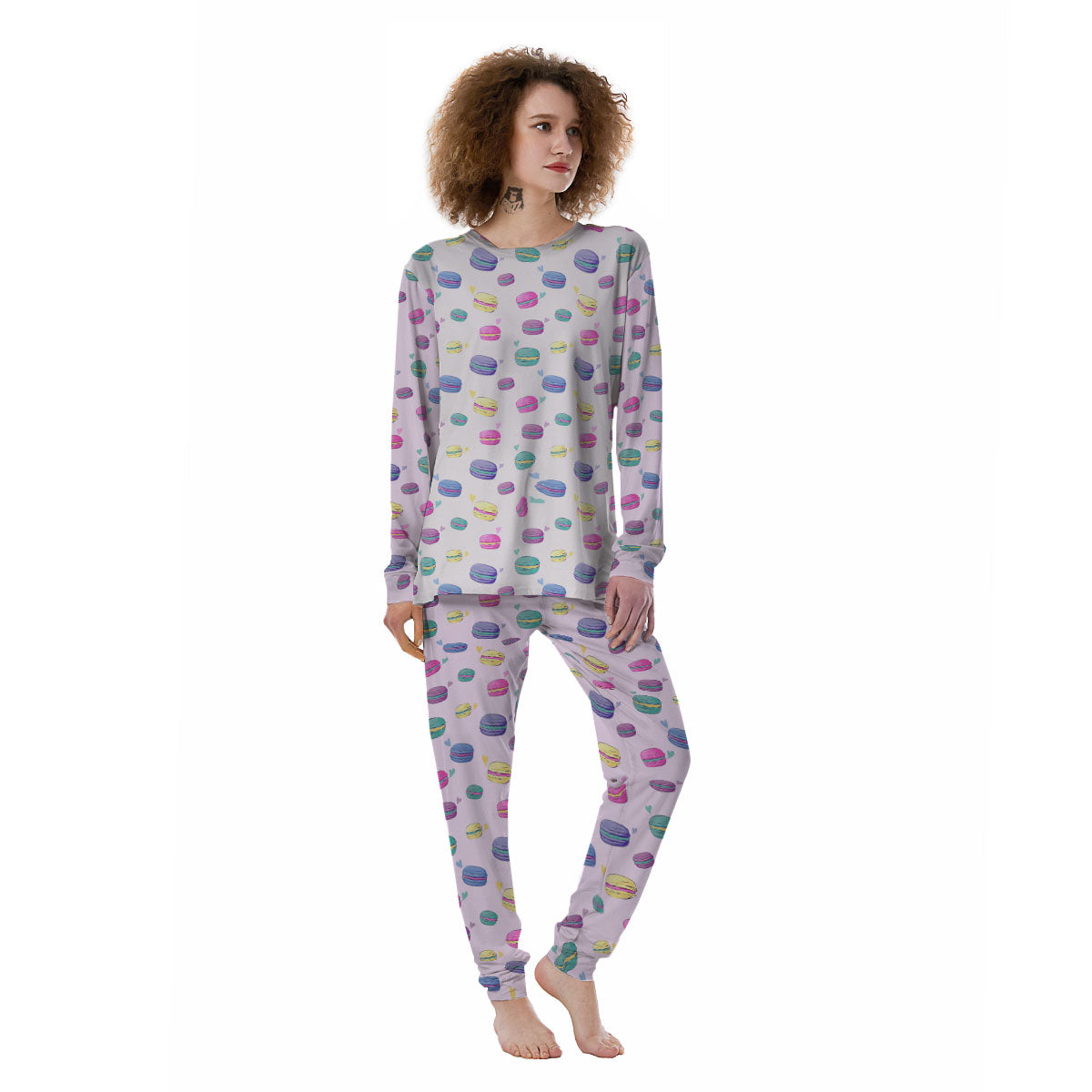 Macaron Print Pattern Women's Pajamas-grizzshop