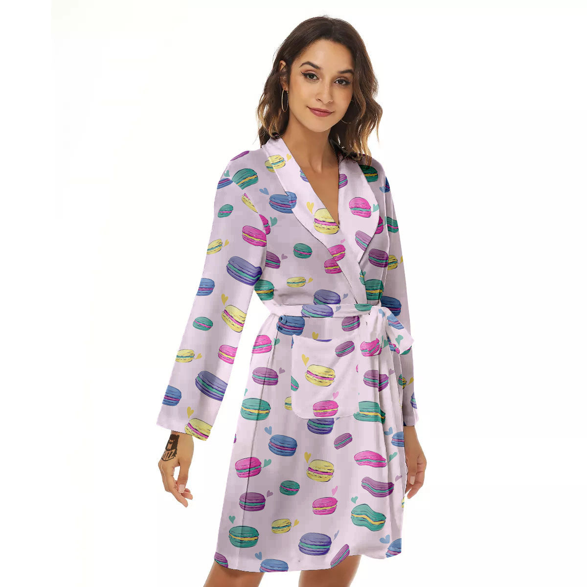 Macaron Print Pattern Women's Robe-grizzshop