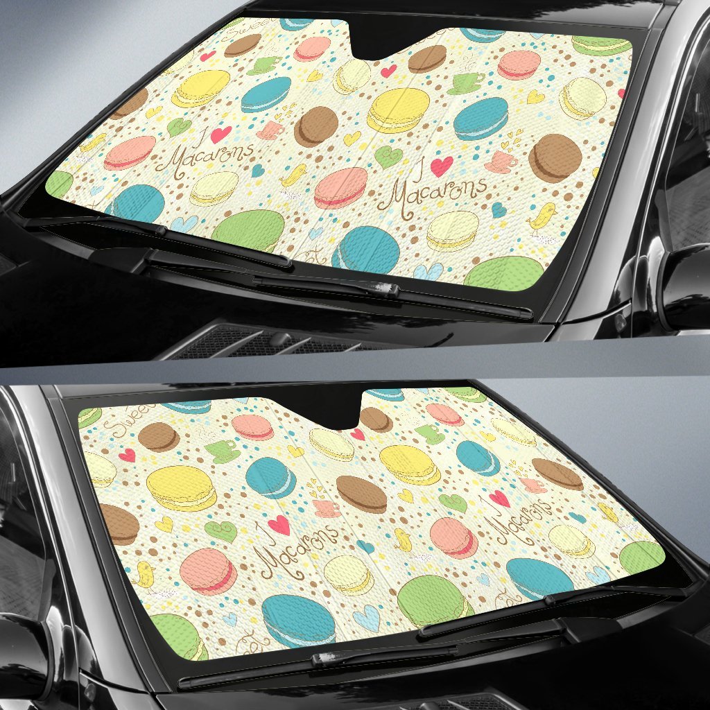 Macaron Sweet Pattern Print Car Sun Shade-grizzshop