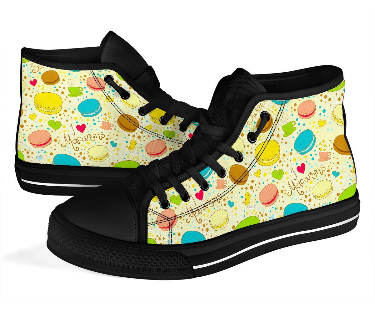 Macaron Sweet Pattern Print Men Women's High Top Shoes-grizzshop