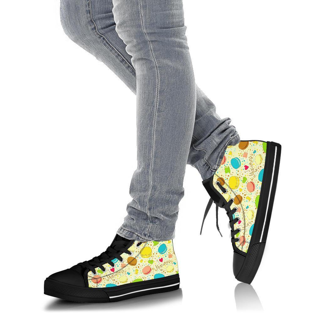 Macaron Sweet Pattern Print Men Women's High Top Shoes-grizzshop