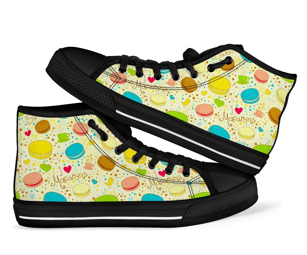 Macaron Sweet Pattern Print Men Women's High Top Shoes-grizzshop