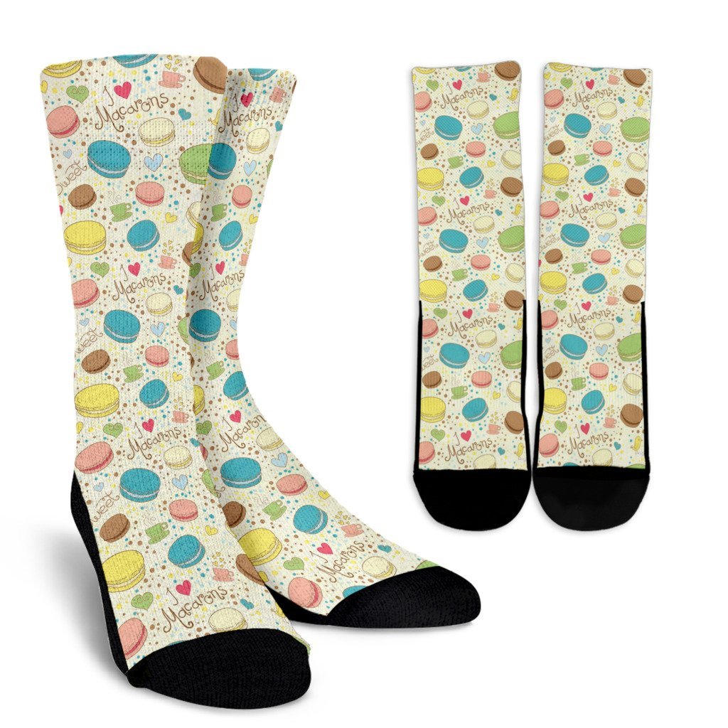 Macaron Sweet Pattern Print Unisex Crew Socks-grizzshop