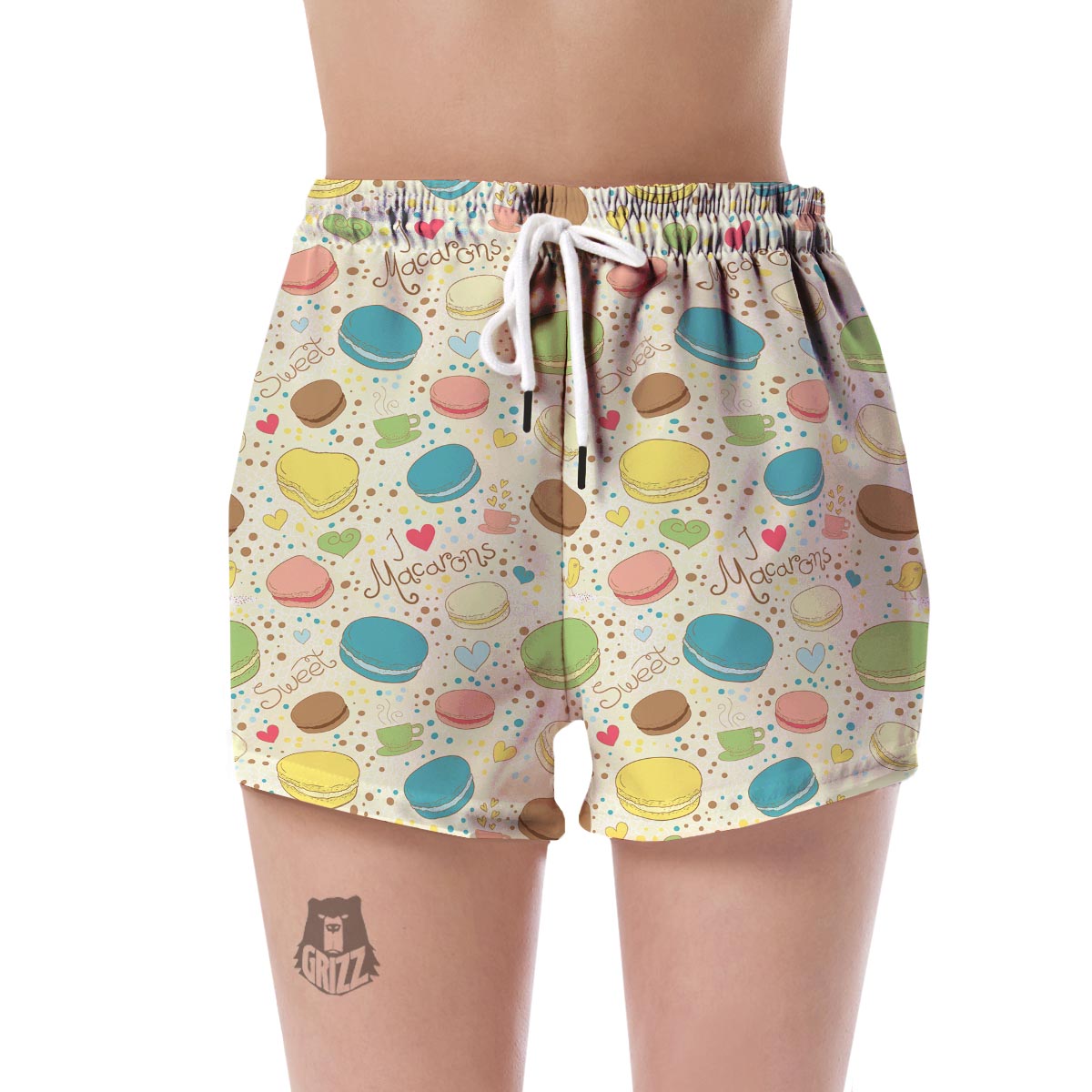 Macaron Sweet Pattern Print Women's Shorts-grizzshop