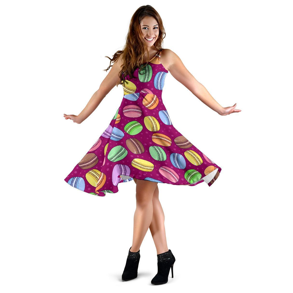 Macaron Sweet Print Pattern Dress-grizzshop