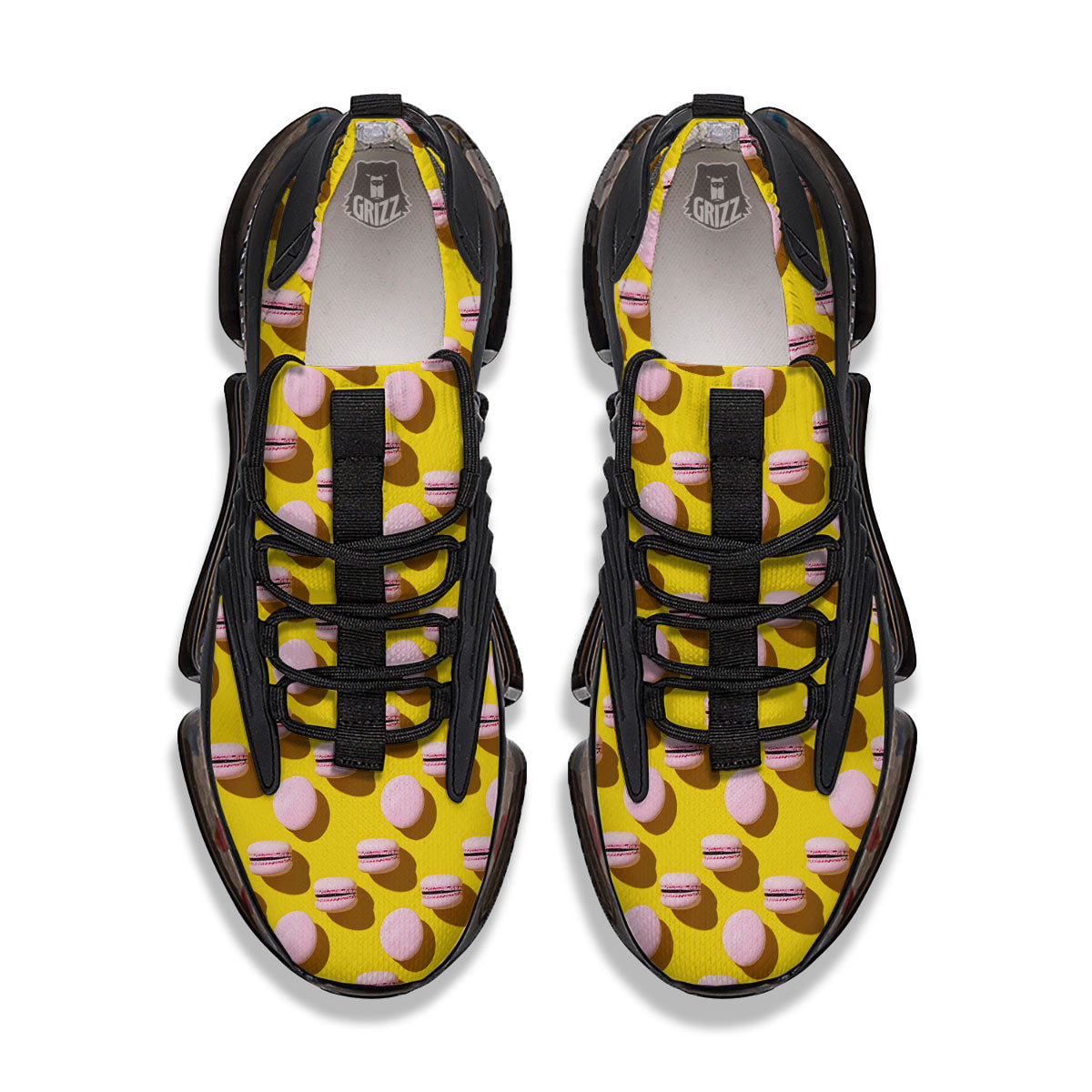 Macaron Yellow And Pink Print Pattern Black Gym Shoes-grizzshop