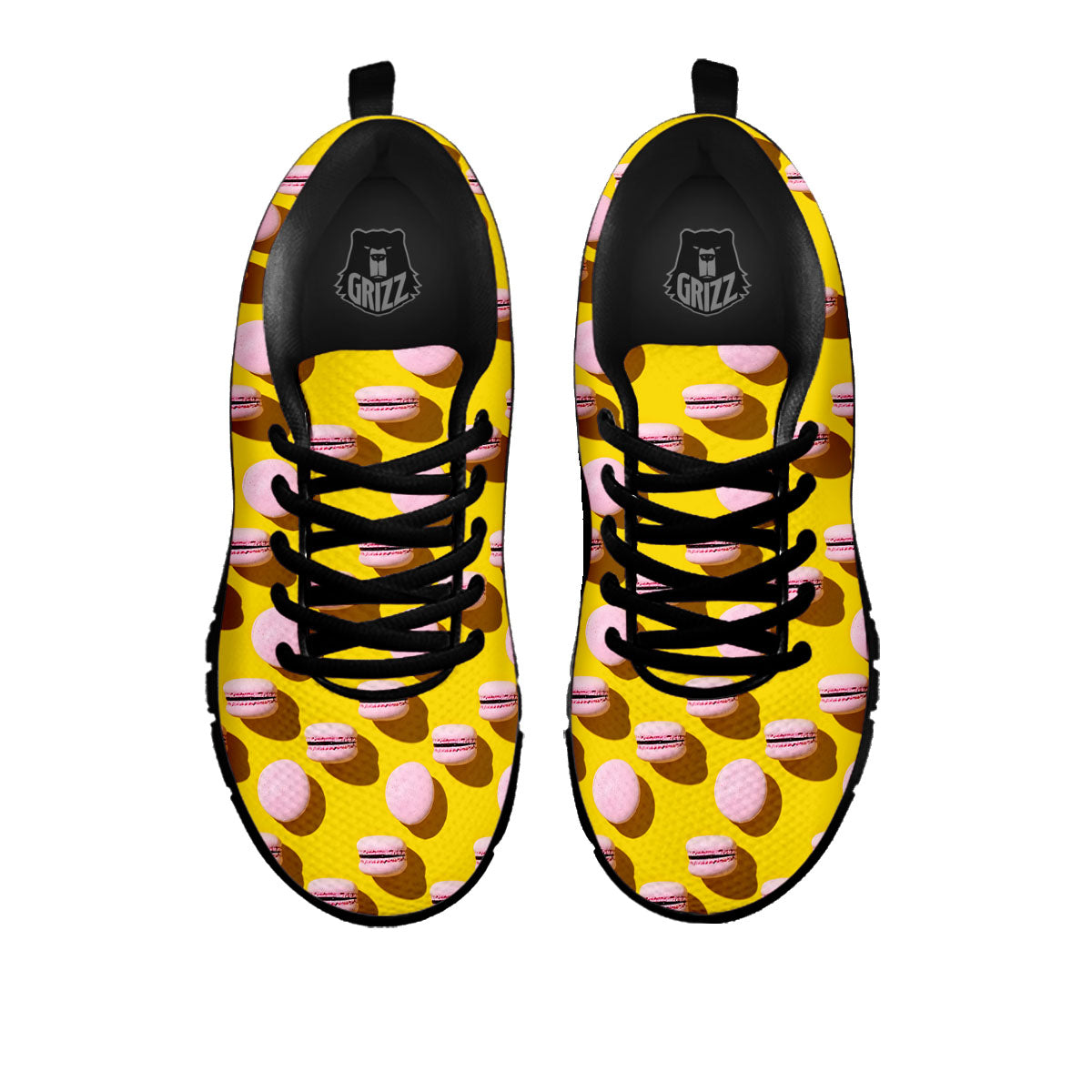 Macaron Yellow And Pink Print Pattern Black Sneaker-grizzshop